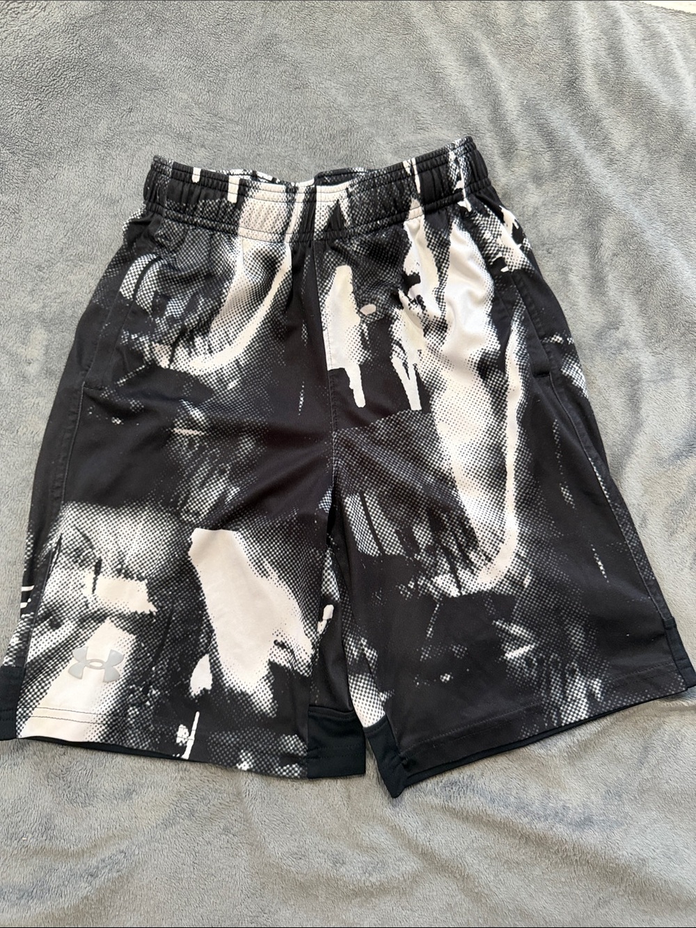 Under Armour Black & White Graphic Kids Athletic Shorts